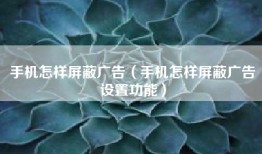 手机怎样屏蔽广告（手机怎样屏蔽广告设置功能）