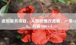虚拟服务项目，人物图像改漫画，一单13.9，月销7000+！