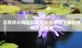 百度移动端怎么提升排名,百度下载的视频怎么移动