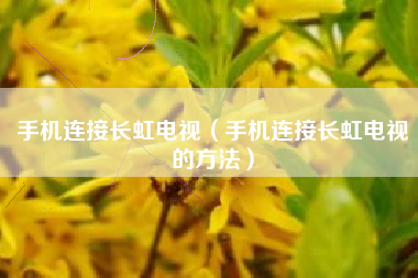 手机连接长虹电视（手机连接长虹电视的方法）