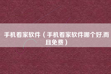 手机看家软件（手机看家软件哪个好,而且免费）
